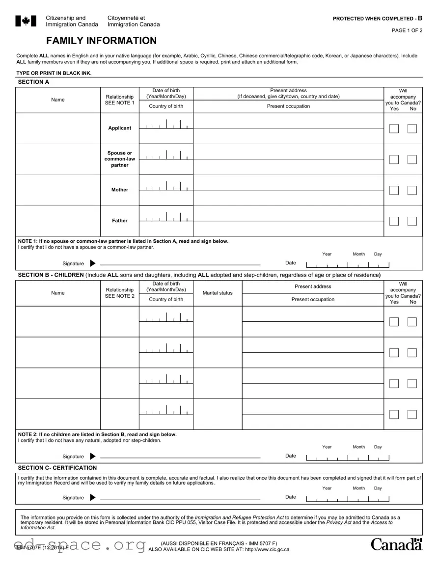 Blank Imm5707 PDF Form