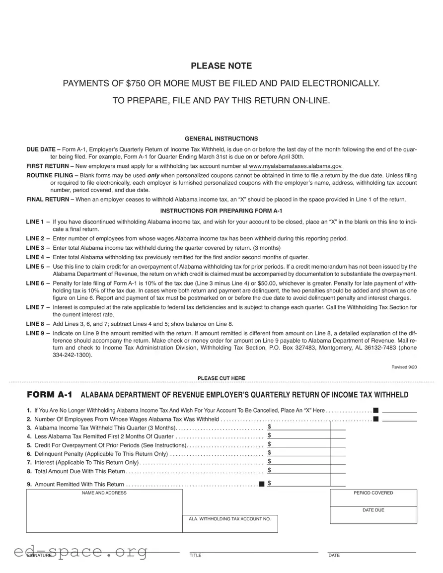 Blank Alabama A 1 PDF Form