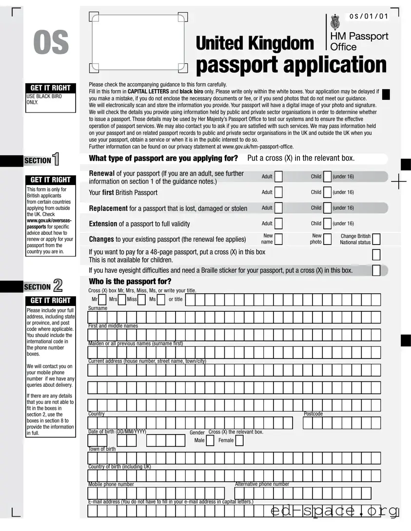 Blank Uk Passport Application PDF Form
