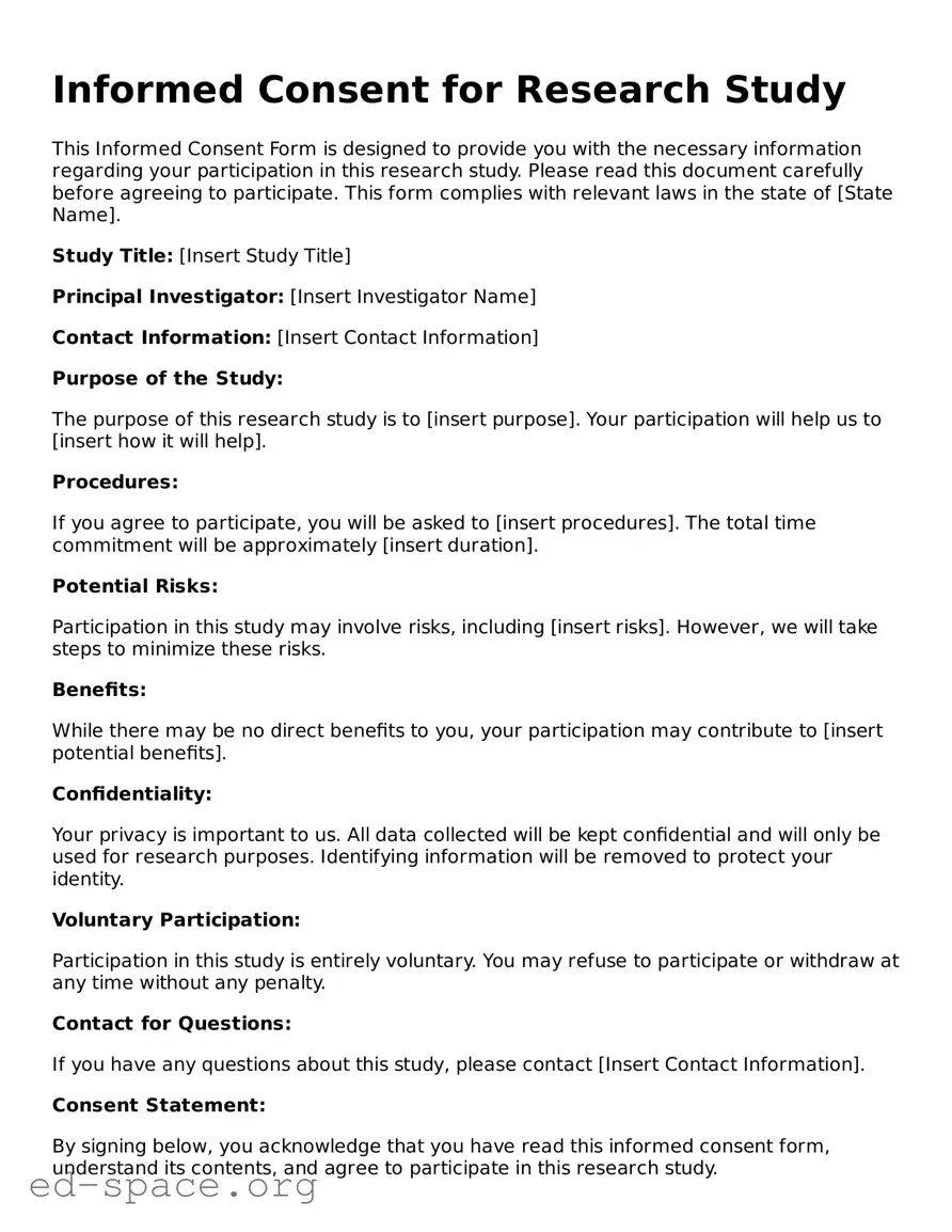 Fillable Informed Consent for Research Study Template