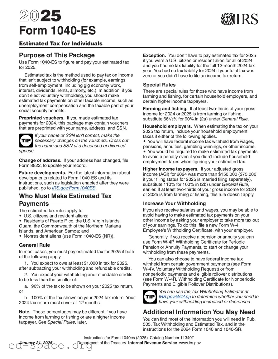 Blank IRS 1040-ES PDF Form