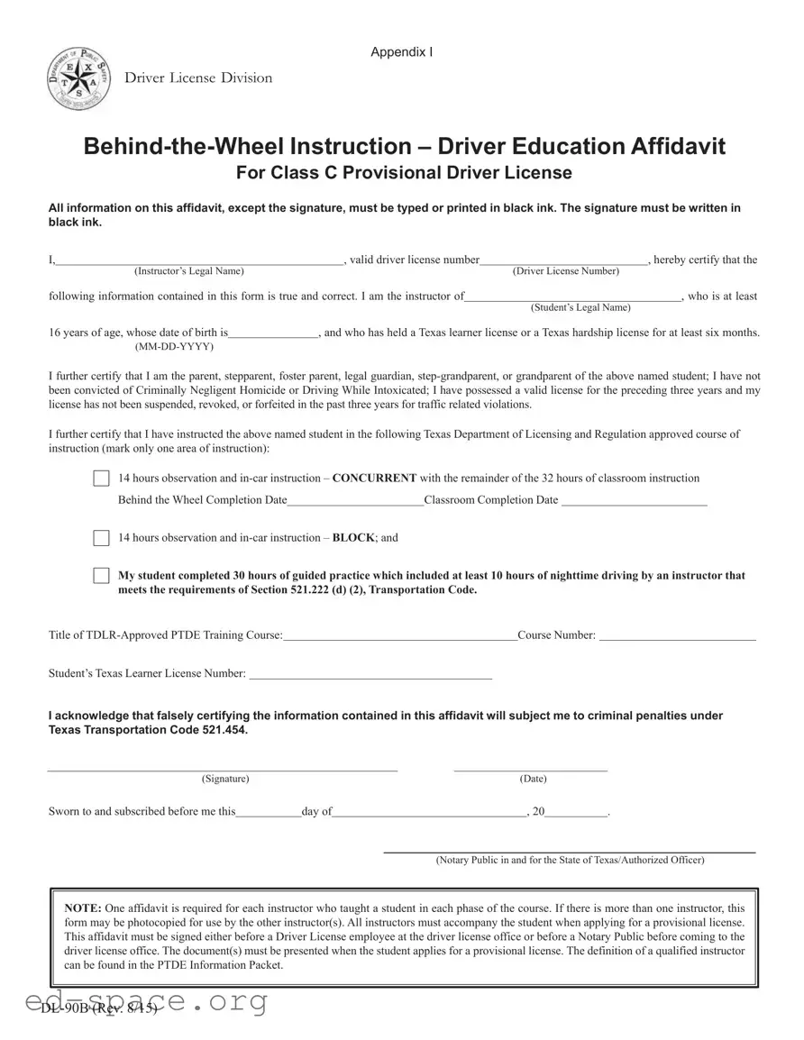 Blank Dl 90B Affidavit PDF Form