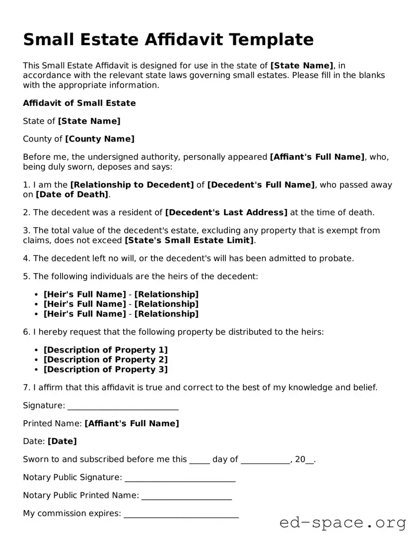 Fillable Small Estate Affidavit Template