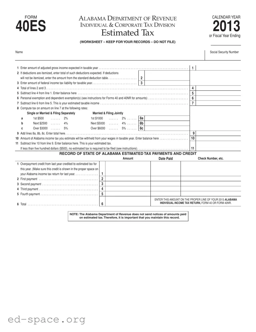 Blank Alabama 40Es PDF Form