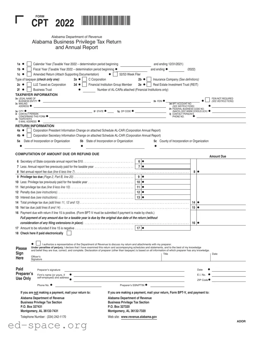 Blank Alabama Cpt PDF Form