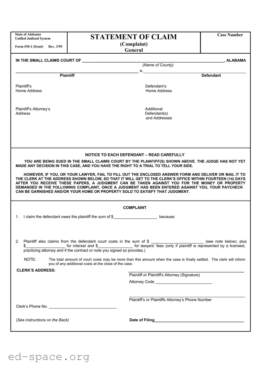 Blank Alabama Sm 1 PDF Form