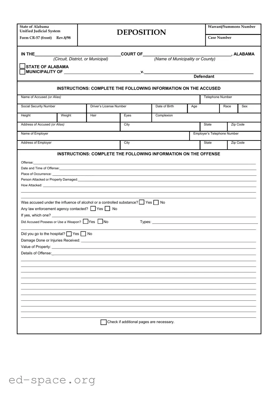 Blank Alabama Cr 57 PDF Form