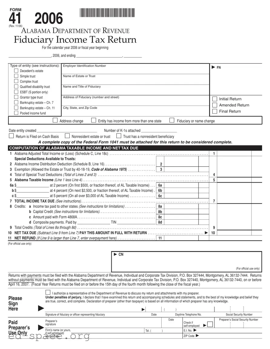 Blank Alabama 41 PDF Form