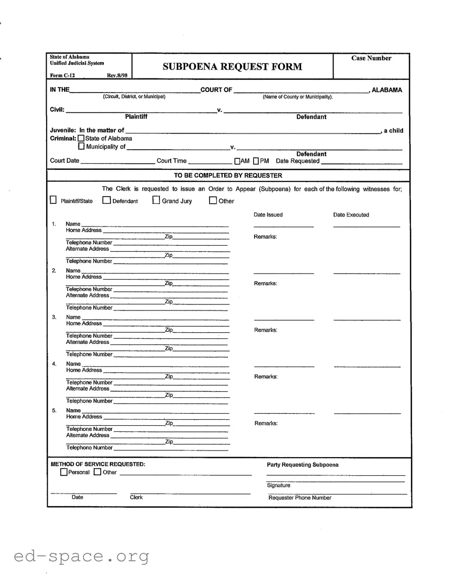 Blank Alabama C 12 PDF Form
