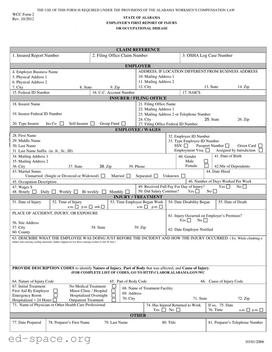 Blank Alabama First Report PDF Form