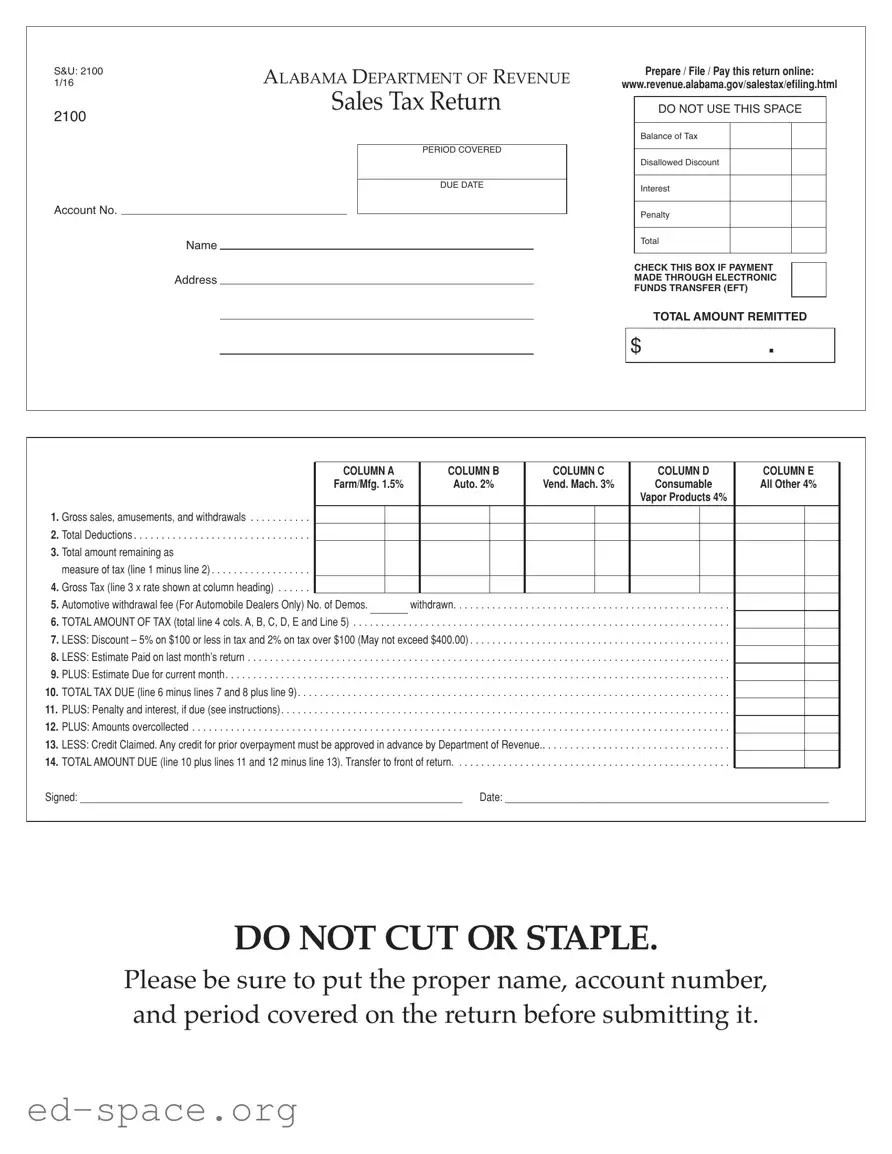 Blank Alabama 2100 PDF Form