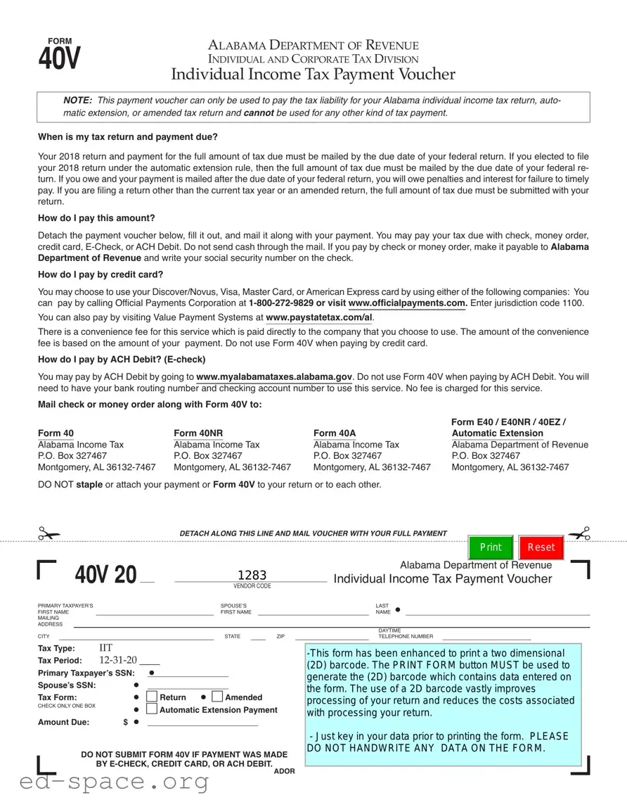 Blank Alabama 40V PDF Form