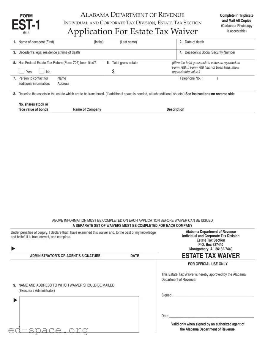 Blank Alabama Est 1 PDF Form