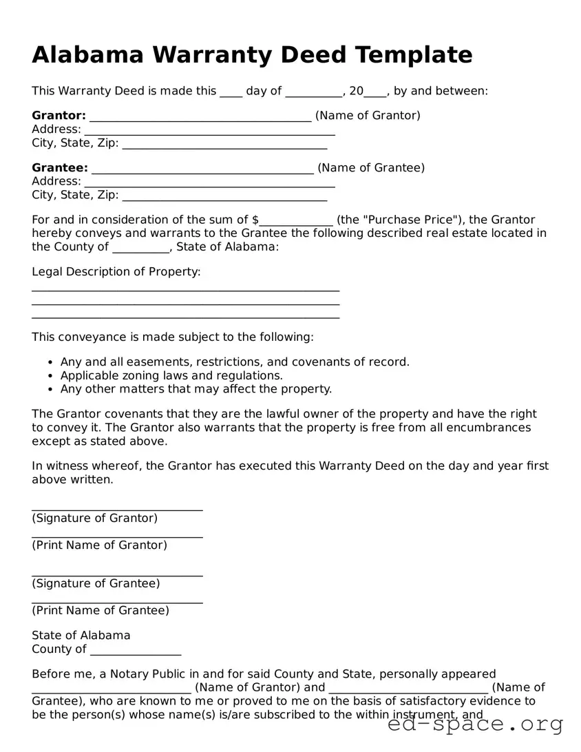 Free  Deed Form for Alabama