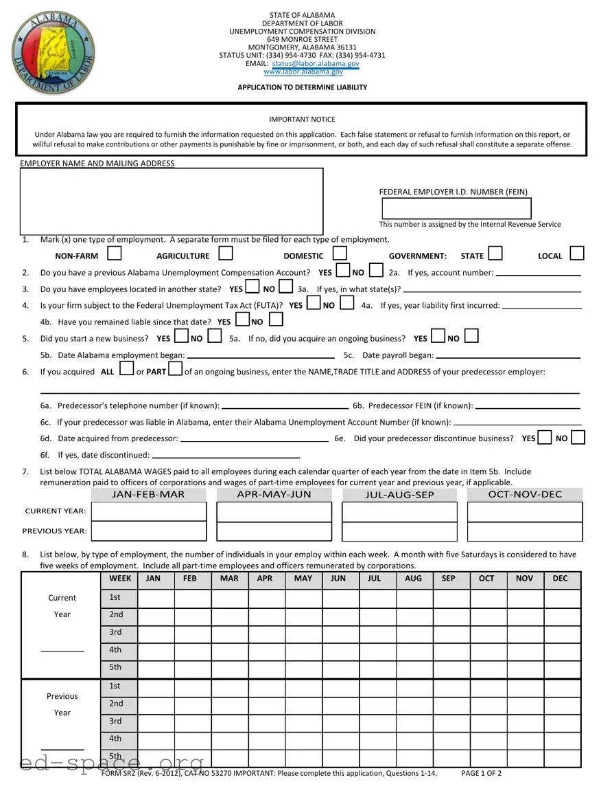 Blank Alabama Sr 2 PDF Form