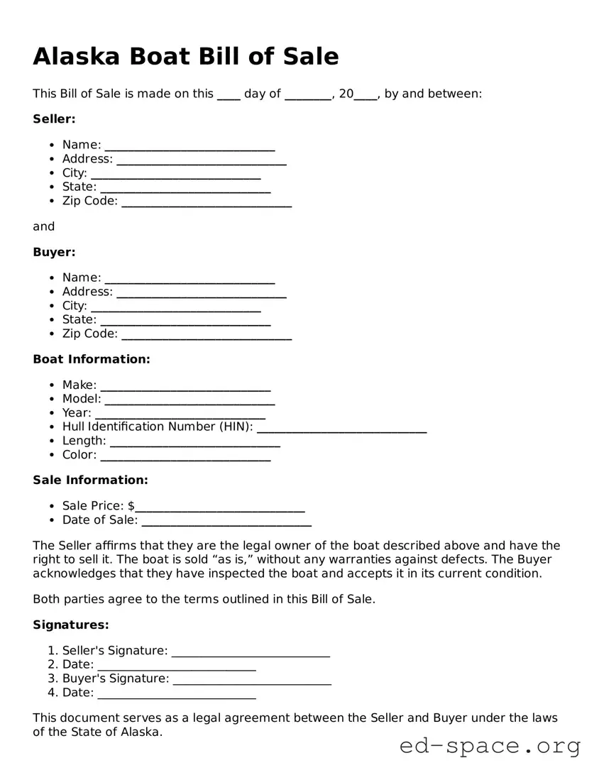 Free  Boat Bill of Sale Form for Alaska