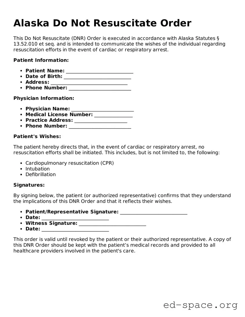 Free  Do Not Resuscitate Order Form for Alaska