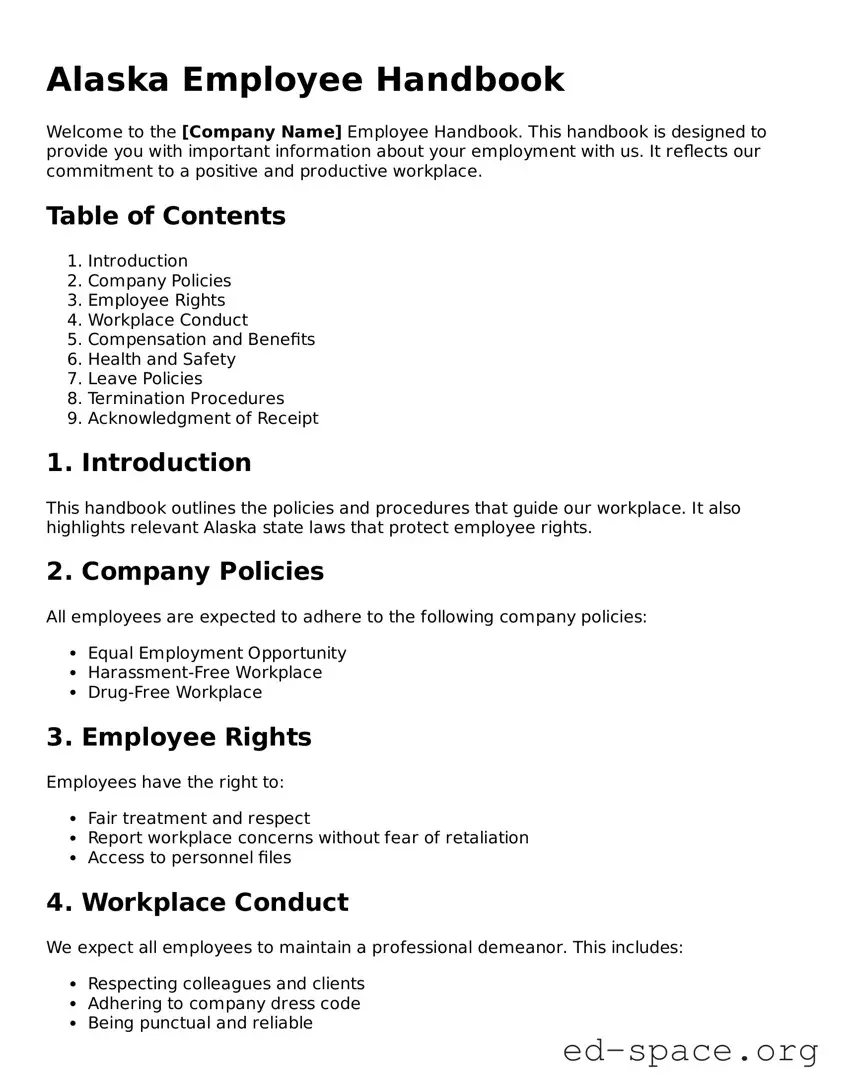 Free  Employee Handbook Form for Alaska