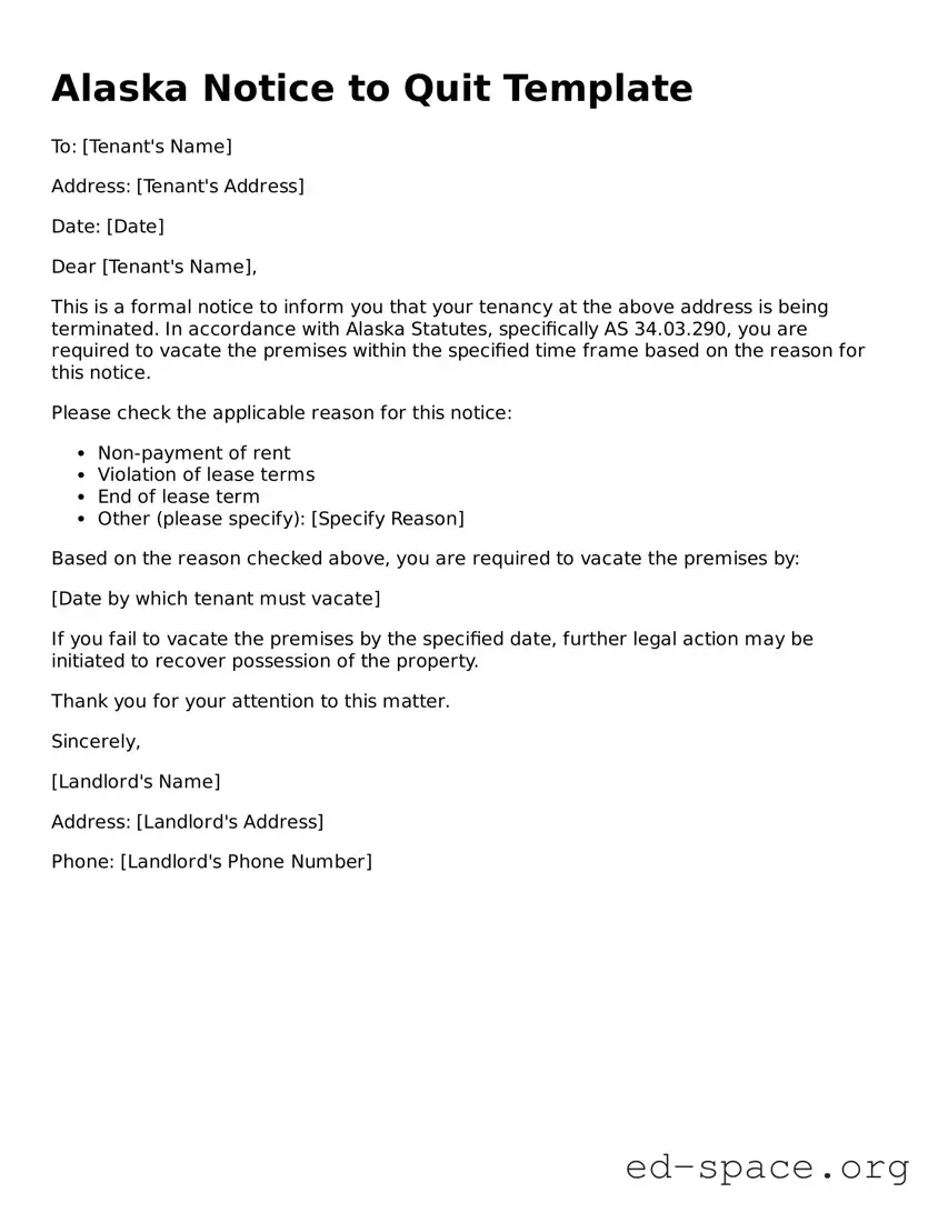 Free  Notice to Quit Form for Alaska