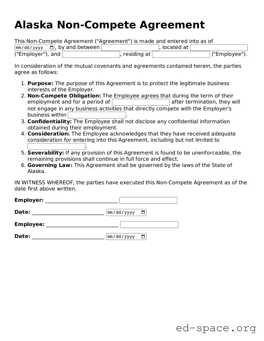 Free  Non-compete Agreement Form for Alaska