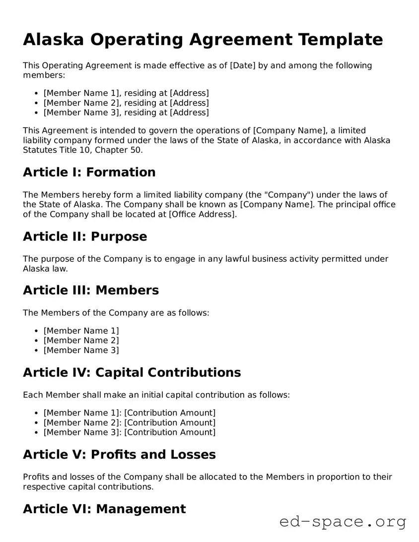 Free  Operating Agreement Form for Alaska