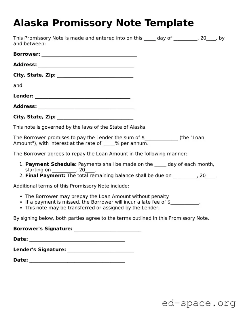 Free  Promissory Note Form for Alaska