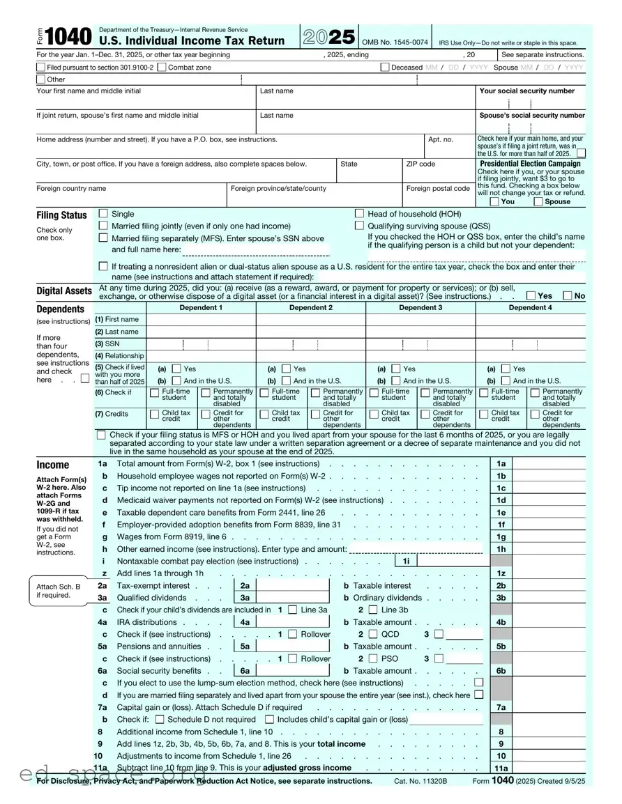 Blank IRS 1040 PDF Form