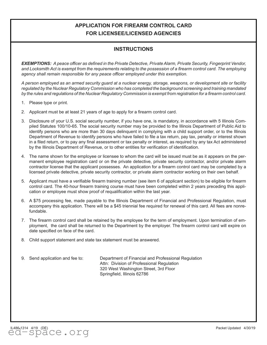 Blank Illinois Application Firearm PDF Form