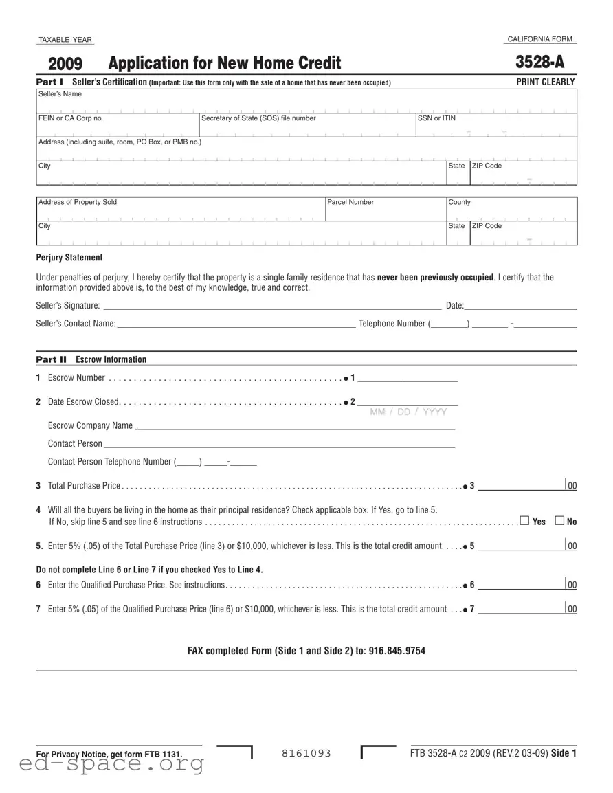 Blank California 3528 A PDF Form