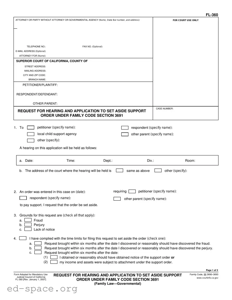 Blank California Fl 360 PDF Form