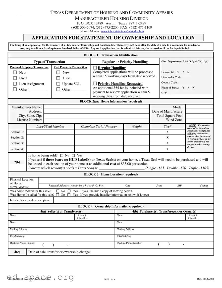 Blank Mhd 1023 Texas PDF Form