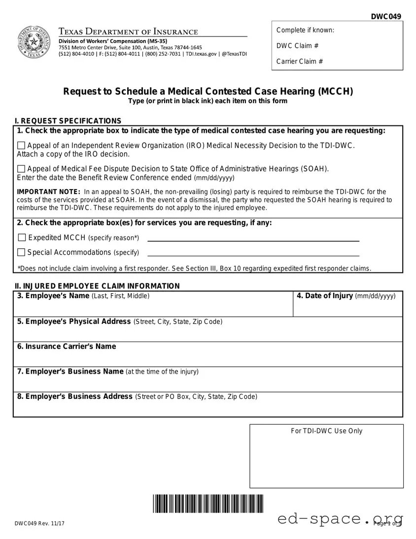 Blank Texas Dwc049 PDF Form