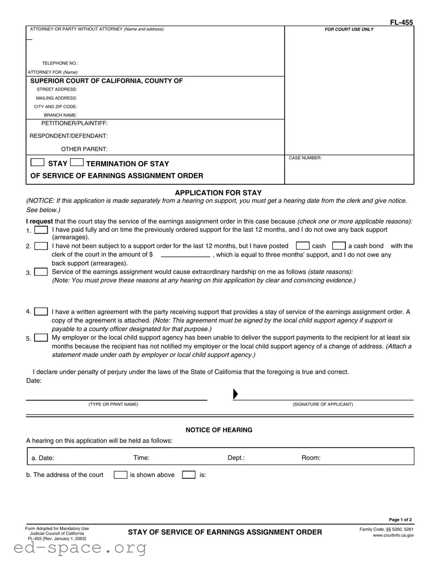 Blank California Fl 455 PDF Form