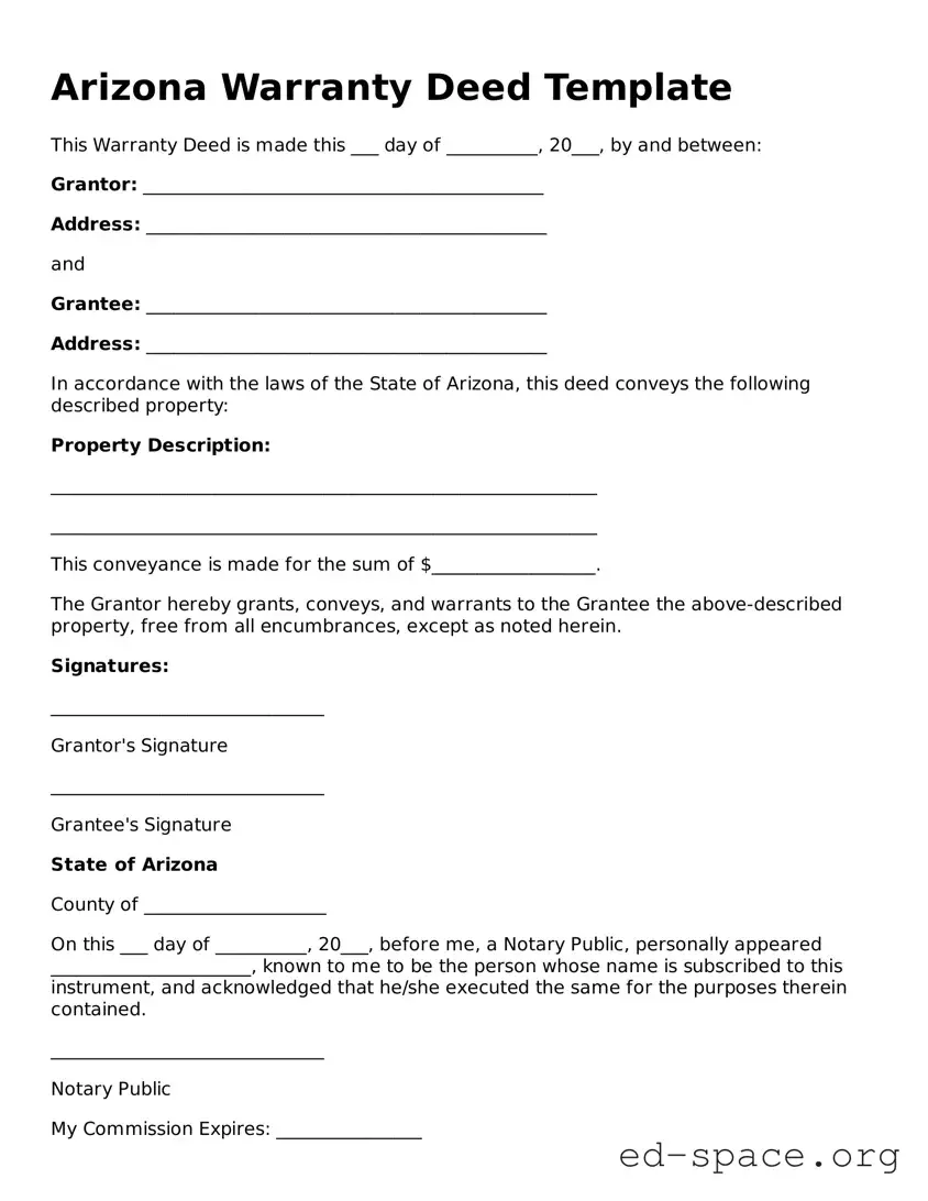 Free  Deed Form for Arizona