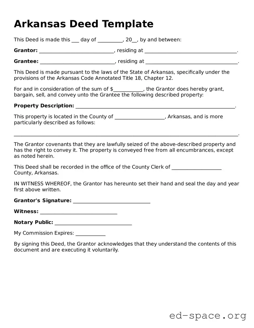 Free  Deed Form for Arkansas