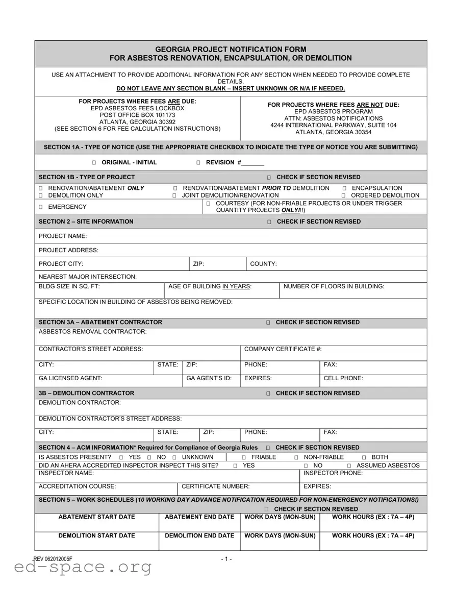 Blank Georgia Notification PDF Form