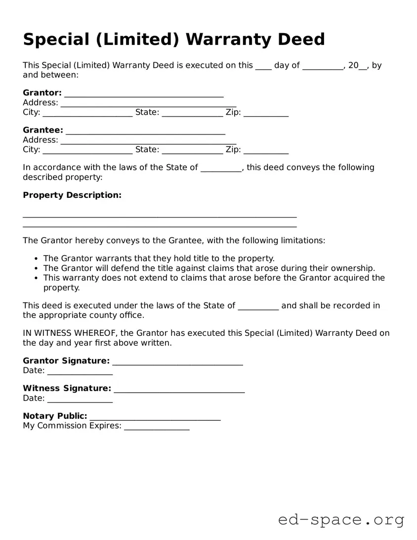 Fillable Special (Limited) Warranty Deed Template