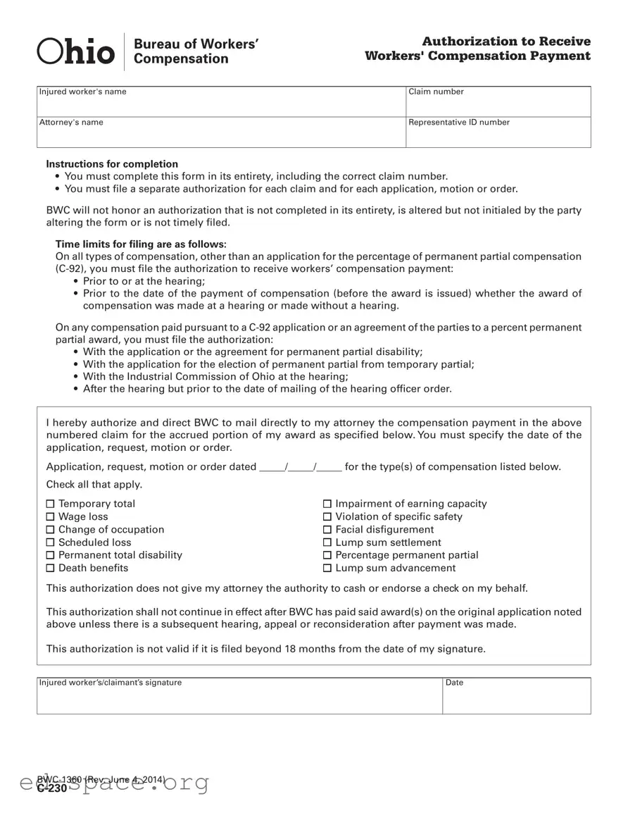 Blank C 230 Ohio PDF Form