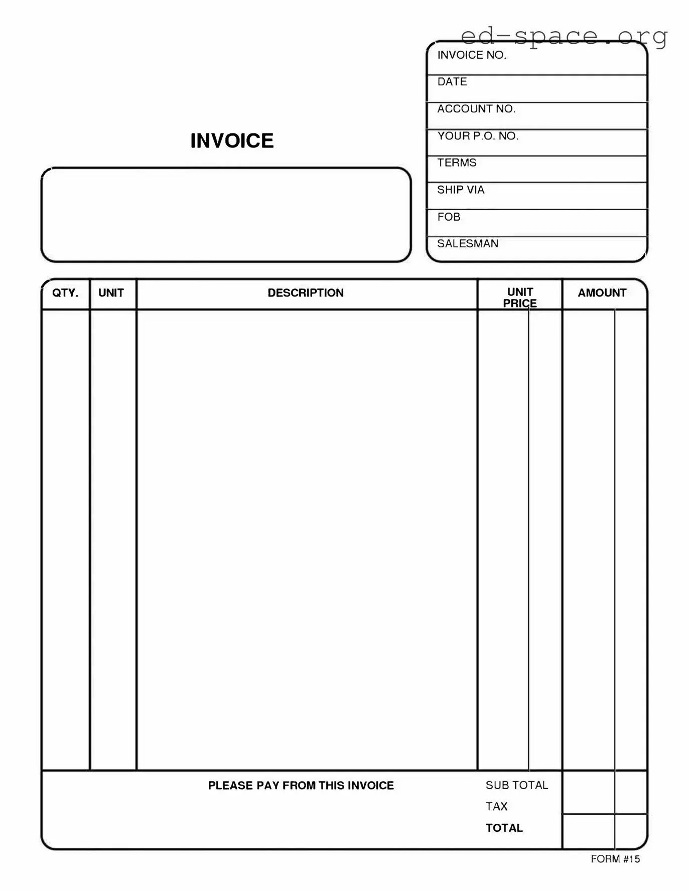 Blank Free And Invoice Pdf PDF Form