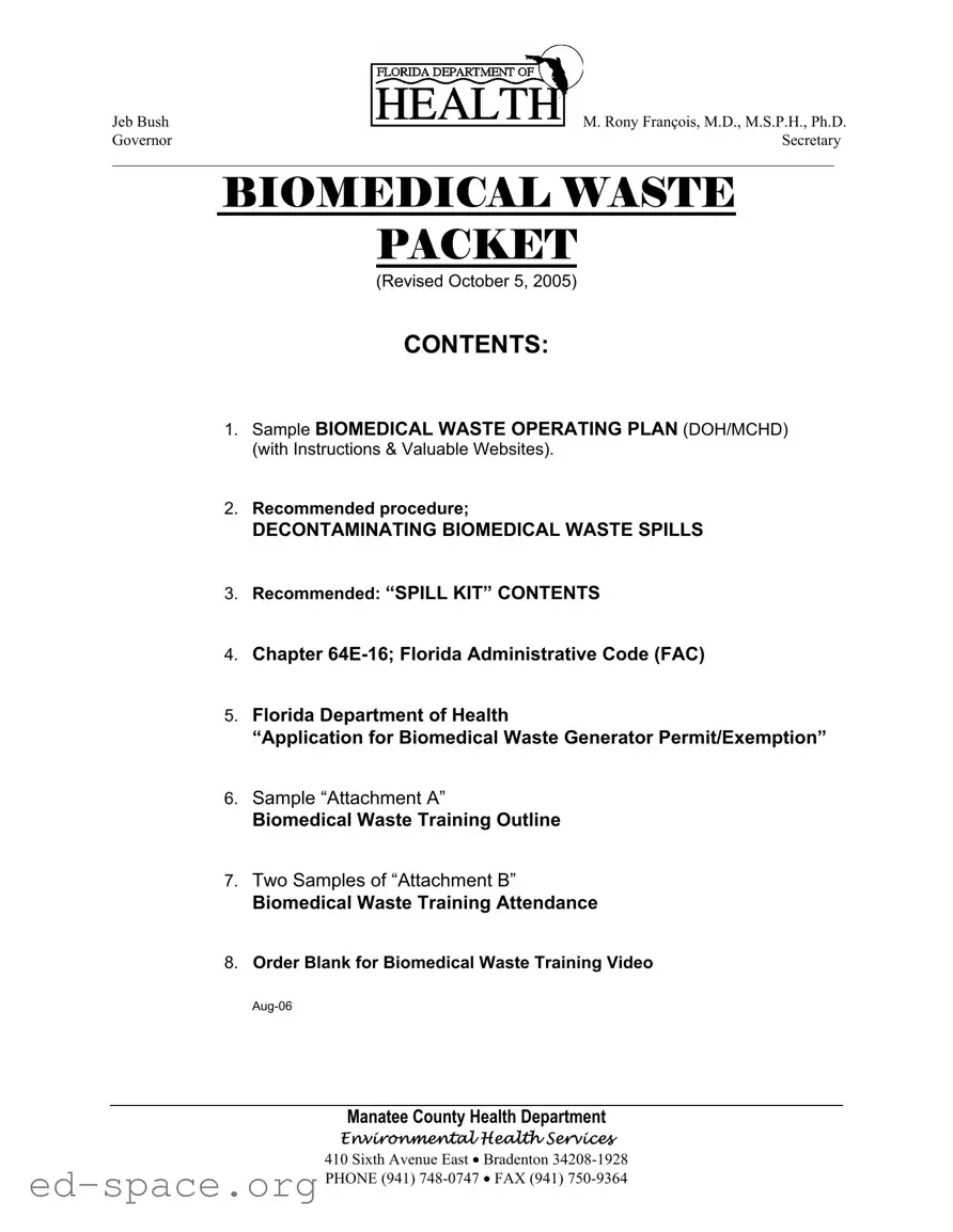 Blank Biomedical Waste Operating Plan PDF Form