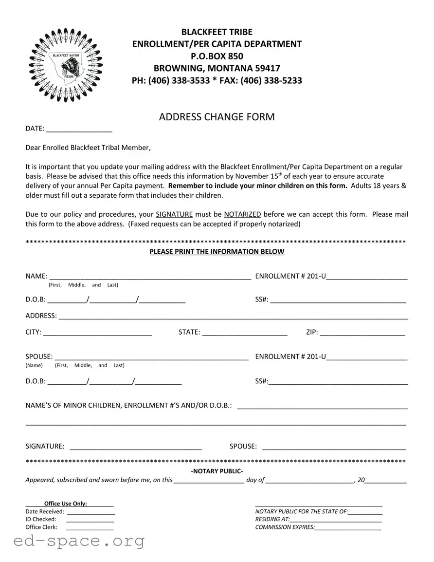 Blank Blackfeet Enrollment PDF Form
