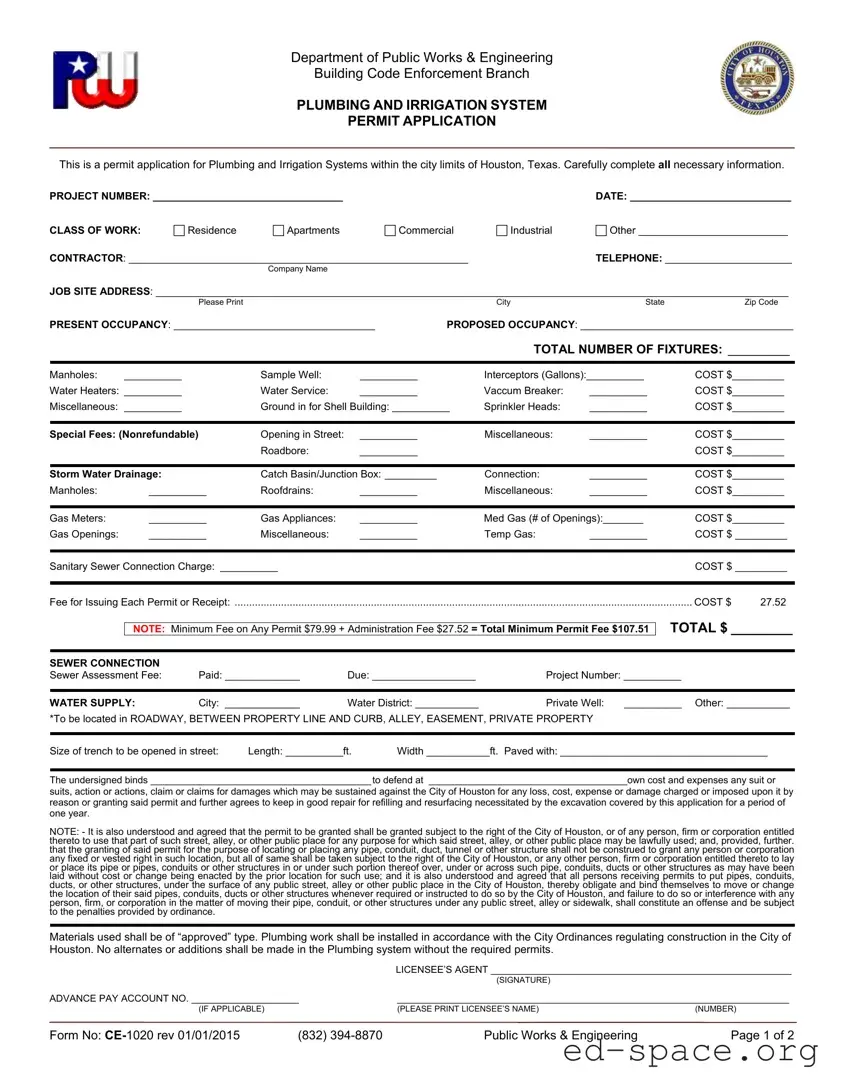 Blank Texas Ce 1020 PDF Form