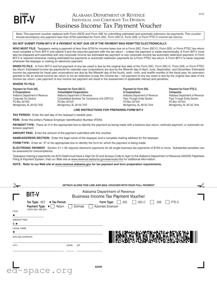 Blank Bit V Alabama PDF Form