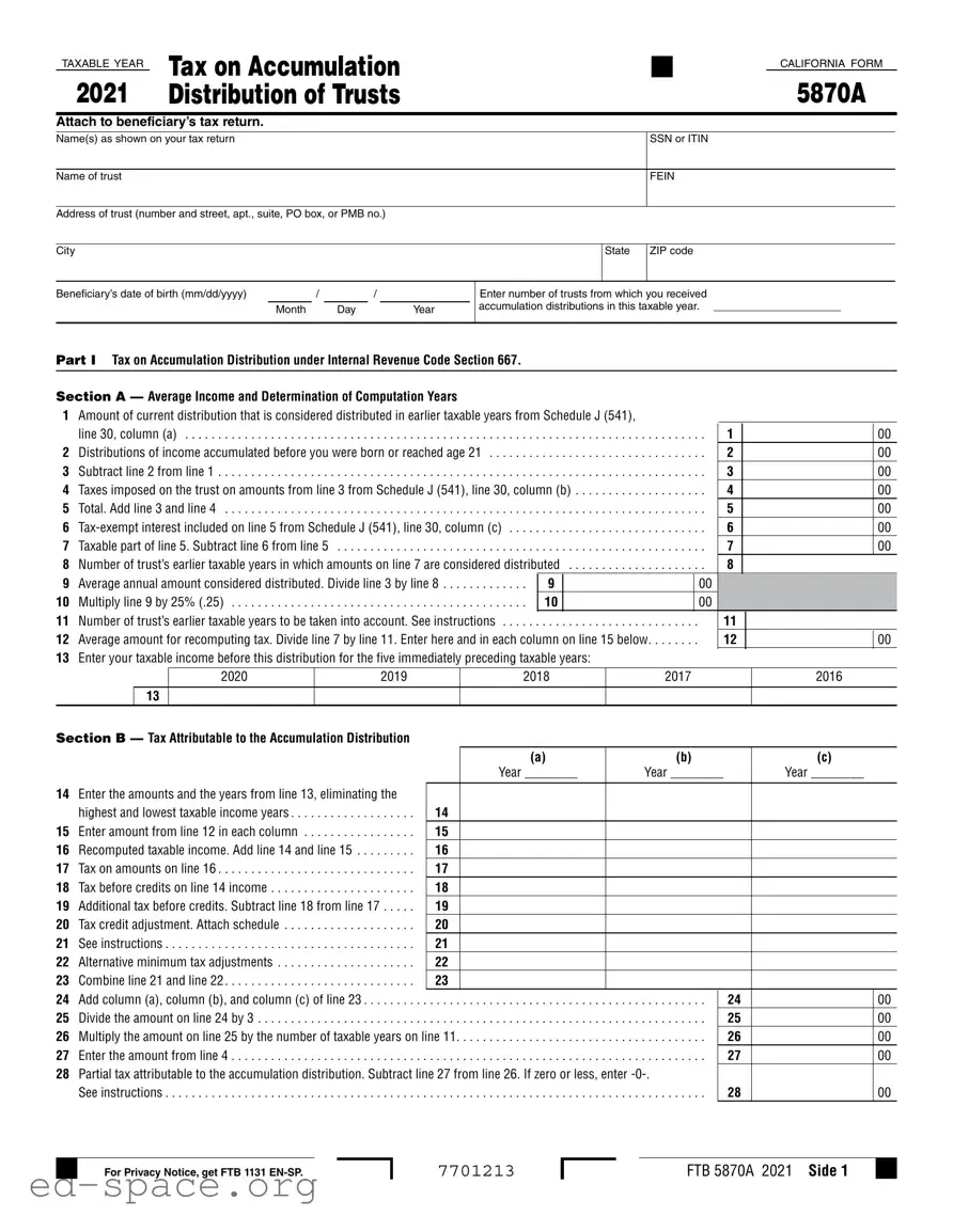 Blank California 5870A PDF Form