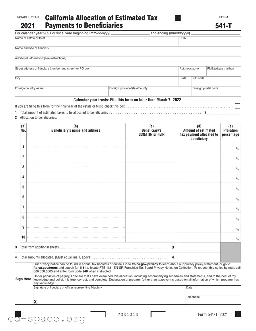 Blank California 541 T PDF Form