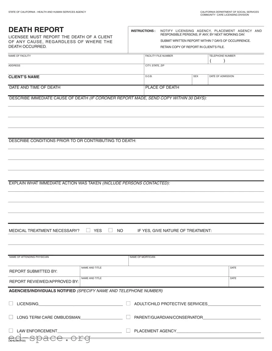 Blank Ca Death Report PDF Form