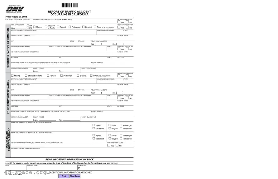 Blank Ca Dmv Sr1 PDF Form