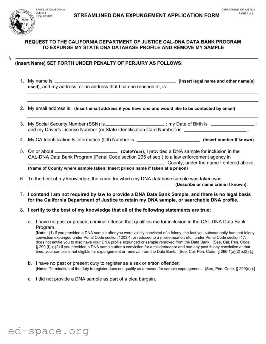 Blank California Dle 244 PDF Form