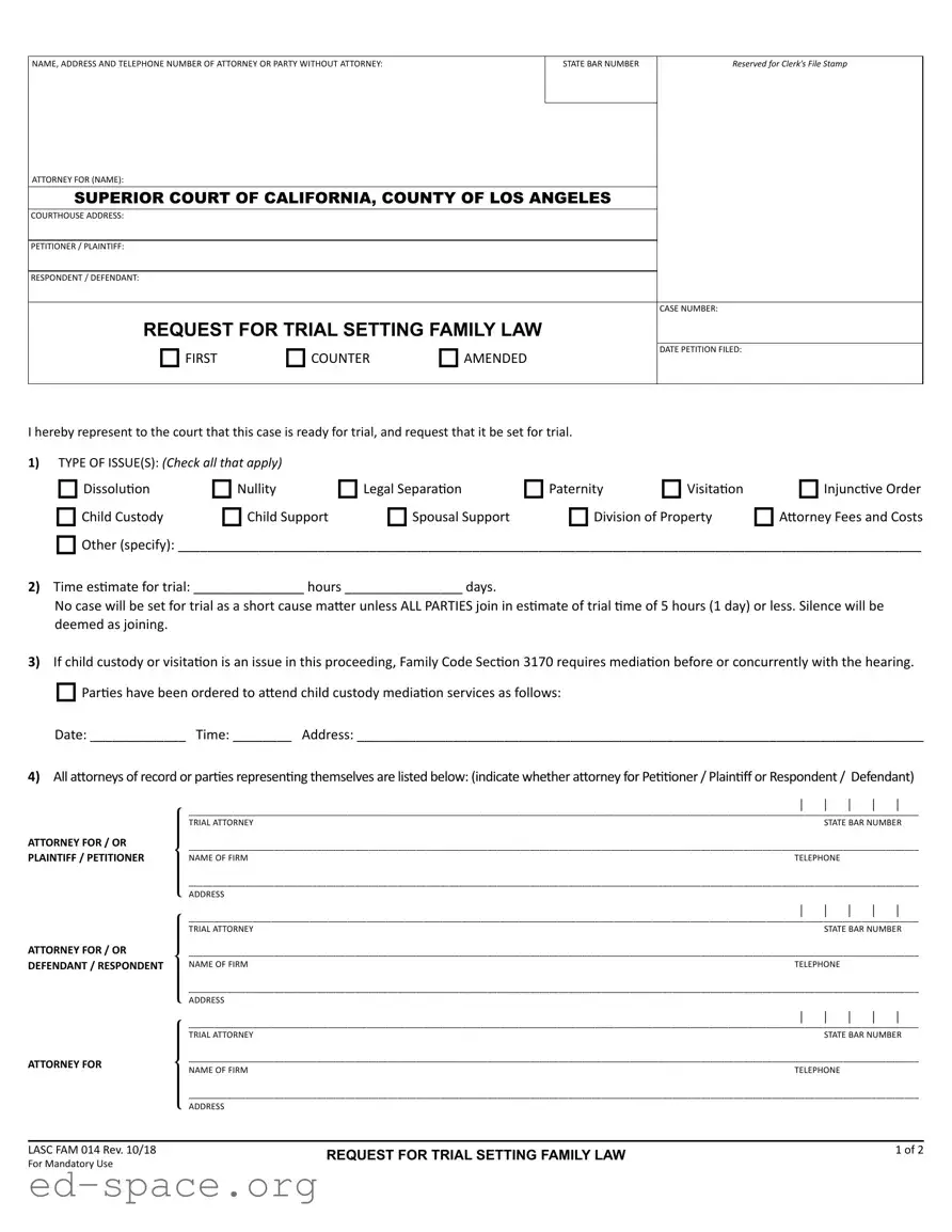 Blank California Fam 014 PDF Form