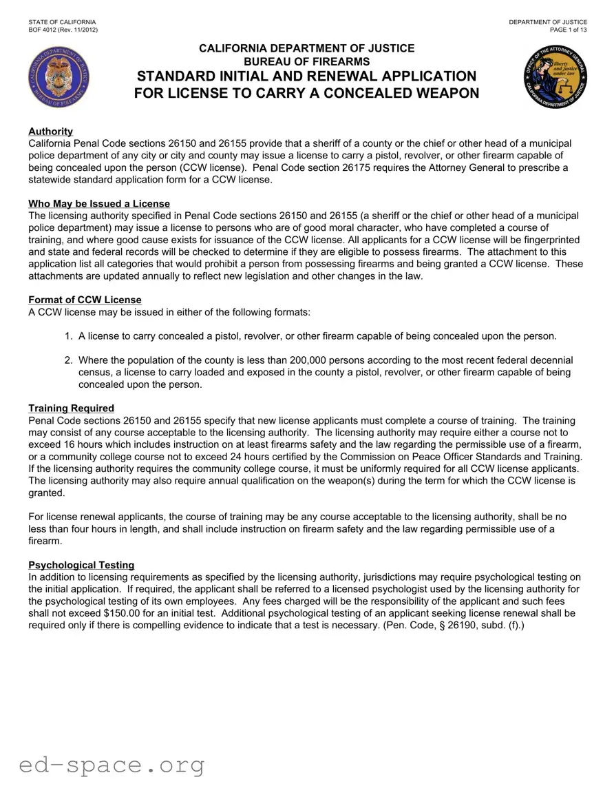 Blank California Bof 4012 PDF Form